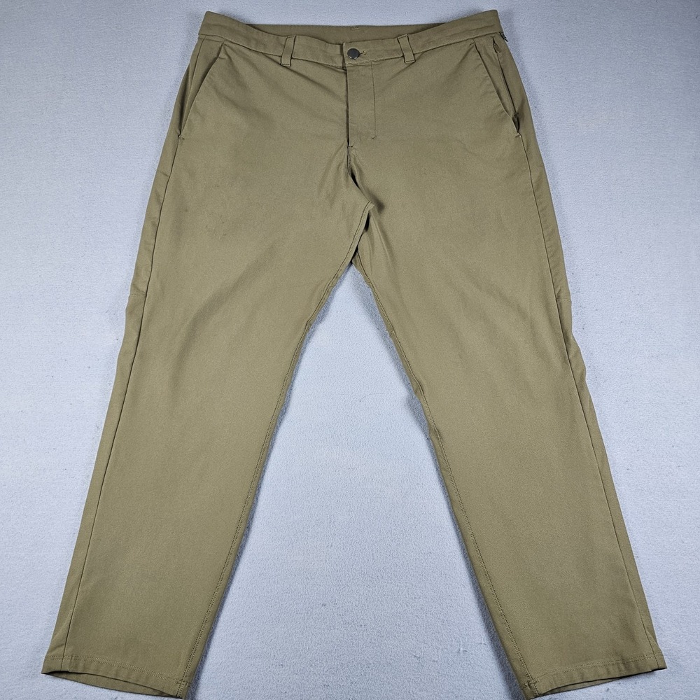Lululemon Commission Pants Slim Warpstreme Mens 36x27 Brown ABC Chino Stretch